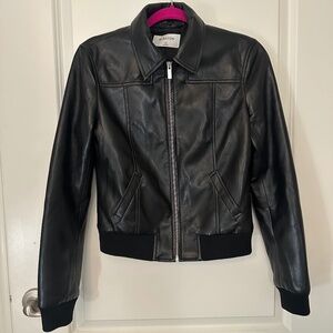 EUC ARITZIA x BABATON - Black Classic Faux Leather Bomber Jacket, XS